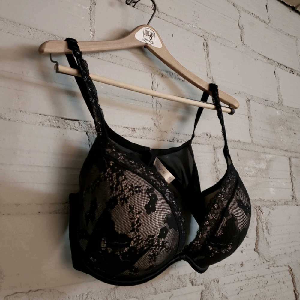 Cacique 42D Black Lace on Nude Plus Size Bra